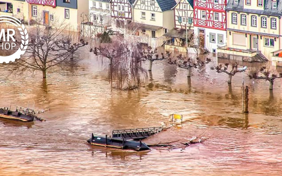 Überschwemmtes Gebiet in einer Stadt